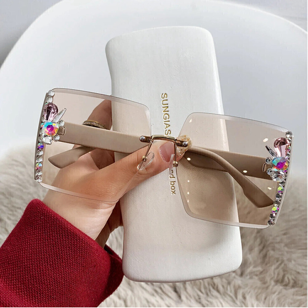 Square Decorative Framed Sunglasses In Champagne